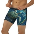 thumbnail image 3 of Cauagu Artistic Turtle Earth Print Men's Boxer Briefs, Funny & Cute Underwear Elastic Waistband Briefs Ideal Gift for Men,1-Pack, 3 of 7