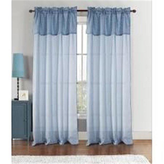 RT Designers Collection PNV09108 Vance 54 x 90 in. Rod Pocket Rideau Panneau avec Cantonnière Attachée&44; Bleu