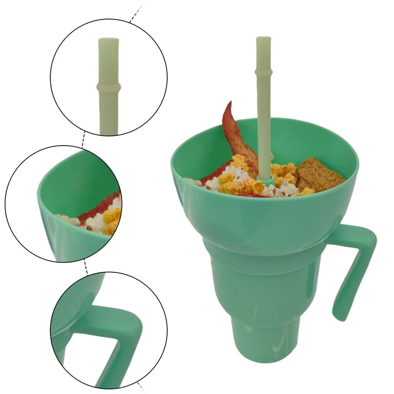 Wharick Snack and Drink Cup, Cup Bowl Combo with Straw, Stadium Tumbler,  Tumbler Popcorn Cup for Adults, Kids, Home, Travel