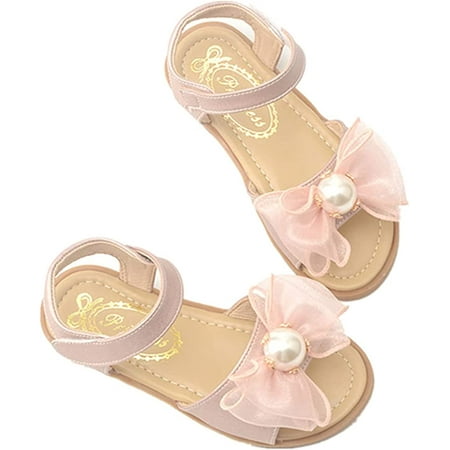 

Toddler Girl Sandals Summer Outdoor Open Toe Ankle Strap Bow Flat Sandals Princess Dress Shoes (Toddler/Little Kid)