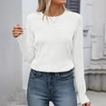 thumbnail image 3 of Women's Autumn Fashion T Shirt Long Sleeve Textured Shirts Fall Crewneck Causal Trendy Tops Athletic Tops for Women Short Sleeve Girls Shirts Long Sleeve Women T Shirt for Summer Womens Top Short, 3 of 6