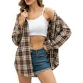 thumbnail image 3 of Womens Flannel Plaid Shirts in Women Long Sleeve Button Down Cropped Tops Spring Fall Casual Loose Fit Soft Women's Shirts, 3 of 6
