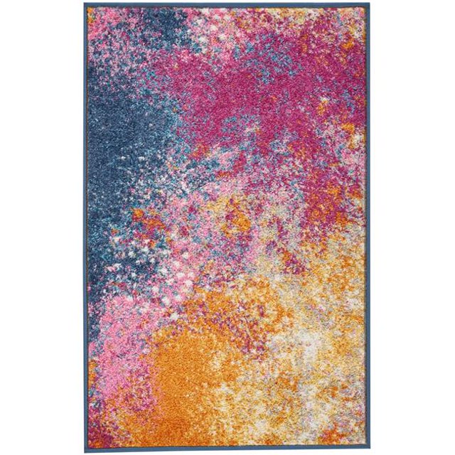 2 x 3 ft. Abstract Brights Sunburst Scatter Area Rug