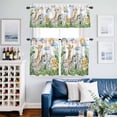 thumbnail image 4 of Hippopotamus Giraffe Zebra Elephant Tiger Curtain Tier and Valance Set 3 Piece, Animal Green Leaf 3-inch Rod Pocket Window Tier Curtains Valance for Kitchen Living Room, 4 of 9