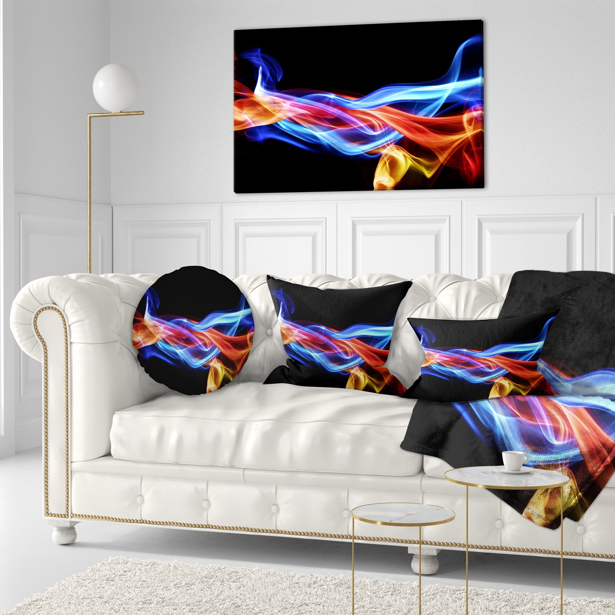 Designart Fire and Ice Design Abstract - Abstract Throw Pillow - 12x20