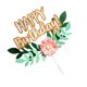 thumbnail image 2 of KAKOWELY 4 piezas de letras de feliz cumpleaños con hojas de flores insertadas con palo para decoración de tartas, 2 of 4