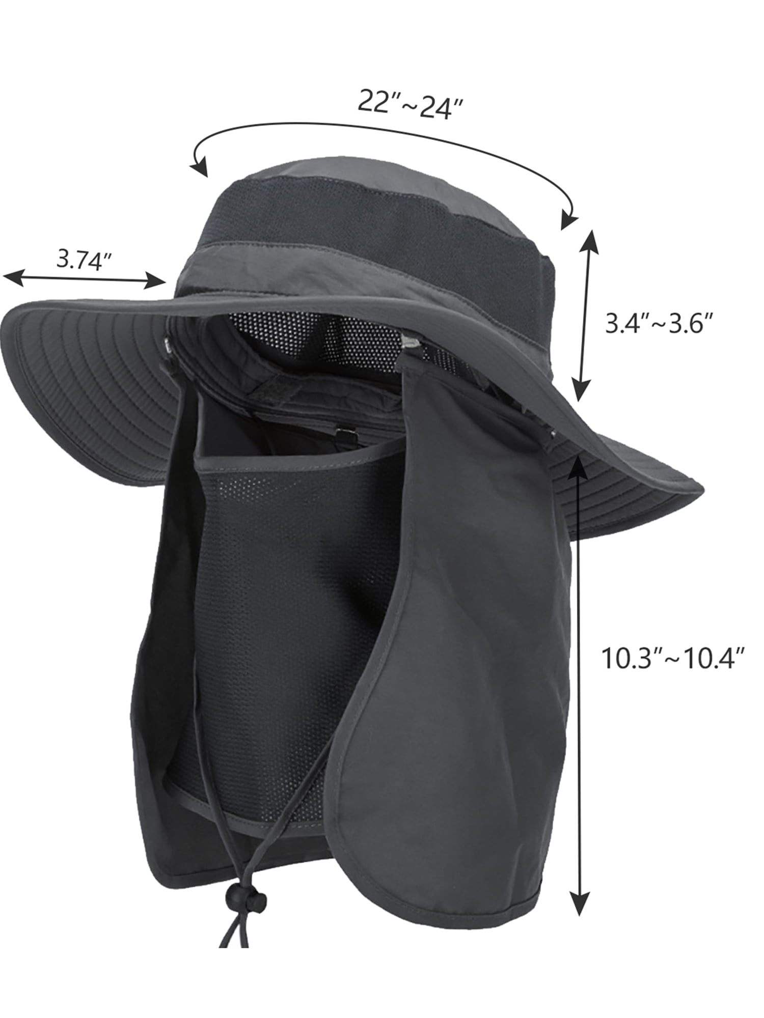 Orolay Men 360° Protection Sun Hat Safari Fishing Hat Neck Face Flap Cover  UPF+ 50,Darkgrey 