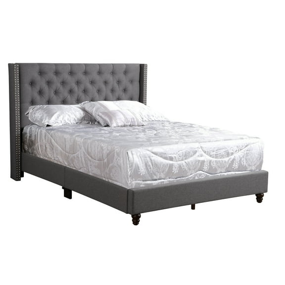 Julie Gray Queen Upholstered Panel Bed