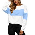 thumbnail image 3 of Sweatshirts for Women Color Blocked Fashionable Loose Round Neck Pullover Top Casual Long Sleeved Lounge Travel Work Hiking Outfit Fall Clothes, 3 of 9