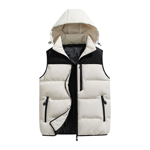 Amzcrzy Vest for Women Women's Sleeveless Hooded Color Contrast Casual Fashion Top Women's Outerwear Vests Womens Vests Outerwear Women's Clothing Women Vest