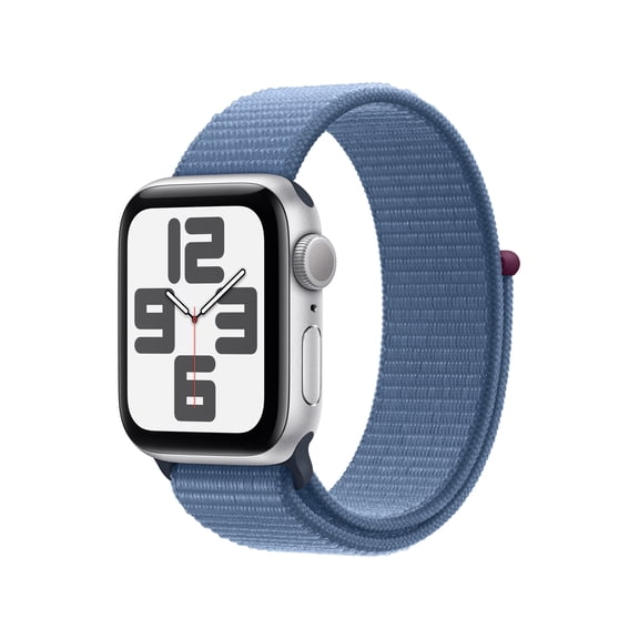 Apple Watch SE (2nd Gen) GPS 40mm Silver Aluminum Case with Winter Blue Sport Loop. Fitness & Sleep Tracker, Crash Detection, Heart Rate MoniTor