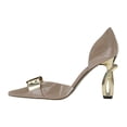 thumbnail image 2 of XYD Women Trendy Metal Buckle High Heel Pumps Pointed Closed Toe D'Orsay Lady Event Party Shoes Size 11.5 Taupe, 2 of 4