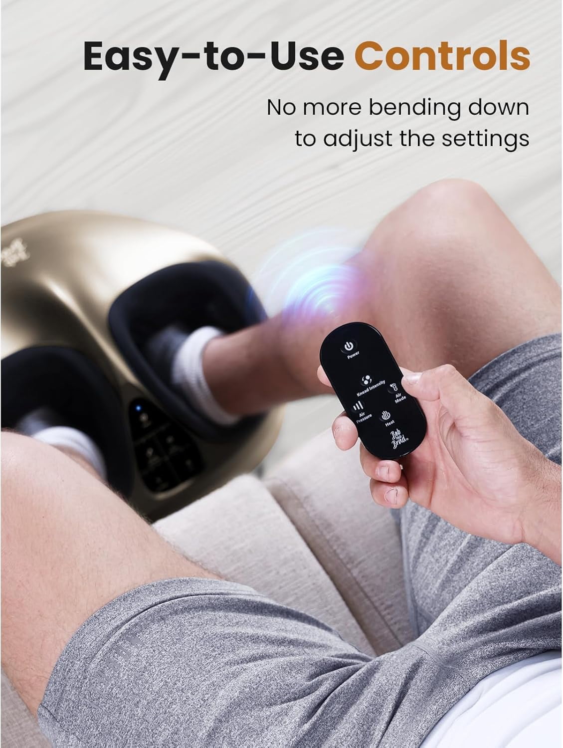 BOB AND BRAD Foot Massager with Soothing Heat & Remote, Deep Kneading Foot Massager, Heated Electric Feet Massager Machine for Neuropathy,Shiatsu Deep Kneading Foot Care