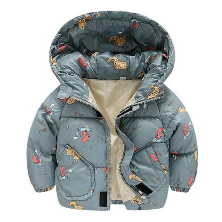 

ZMHEGW Baby Boys Girls Winter Warm Dinosaur Cartoon Hooded Padded Outwear Outerwear Kid Coats