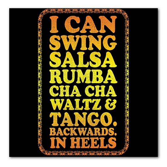 DistinctInk Custom Bumper Sticker - 3" x 3" Decorative Decal - Black Background - Swing Salsa Rumba Cha Cha Waltz in Heels