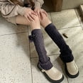 thumbnail image 5 of Calentadores de pierna largos para mujer Lolita moda lana cable tejido muslo alto calentadores de pierna calcetines sueltos, 5 of 5