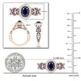 thumbnail image 5 of Dazzlingrock Collection 6X4mm Oval Blue Sapphire with Round Blue Sapphire & White Diamond Interweaving Double Halo Wedding Ring for Women in 10K Rose Gold, Size 6.5, 5 of 6