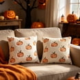 thumbnail image 6 of 18X18 Inch Pumpkin Throw Pillow Cover Embroidered Soft Plush Throw Pillow for Couch Fall Halloween Decor Beige 1 Piece, 6 of 6