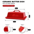 thumbnail image 2 of Bruntmor Ceramic Butter Dish With Lid. Butter Holder/ Tray/ Storage With Lid And Handle. Porcelain Butter Keeper For Countertop. Butter Dish With Cover in Red Color., 2 of 7