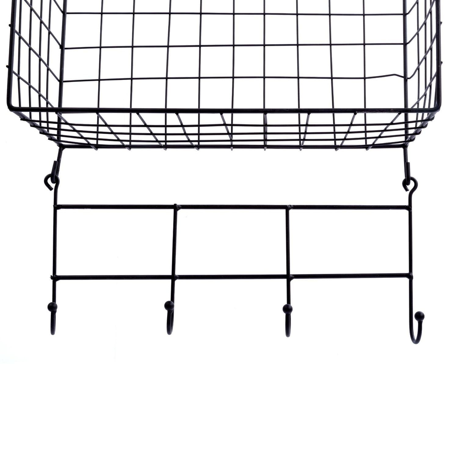 Truu Design, Grid Floating Wall Shelves with Hooks, Set of 2