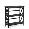 thumbnail image 2 of Resenkos Bookshelf,Shelf, Open Bookcase Book Shelf,Storage Shelf Unit Plant Stand,3-Tier Wooden Multi-Functional X-Design Etagere Storage Bookshelf-Black, 2 of 8