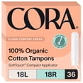 thumbnail image 1 of Aplicador orgánico Tampon Cora, 36 unidades, ligero y regular, 1 of 8