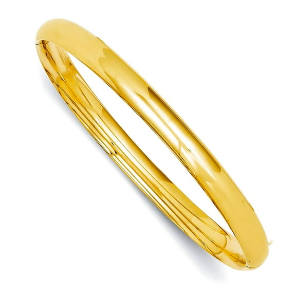 14k Yellow Gold Hollow Safety bar 6mm Oversize High Polished Hinged Bangle Bracelet Cuff Bracelet for Women