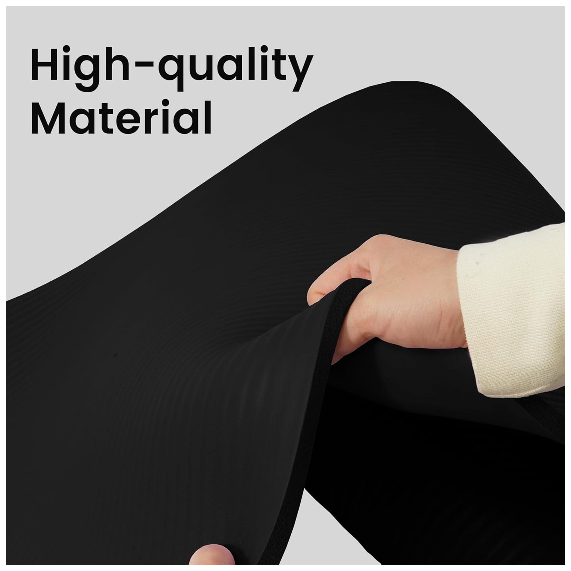Fitvids 1/2-Inch Thick High Density Exercise Yoga Mat with Carrying Strap, Midnight