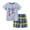 Flower Gray, variant on FLMEI 2-8 Years Boys Summer T-Shirt Outfits for Kids Toddler Short Sleeve Pullover Tops + Plaid Shorts Casual Cotton Set for Boys