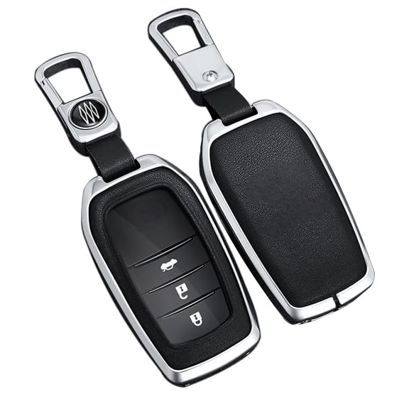 Durable Leather Zinc Alloy Toyota Key Fob Cover – Protective Case with Metal Keychain for 2025 Camry 2021-2025 Venza Grand Highlander Hilux Fortuner 2022-2025 Tundra Tacoma Remote Keys