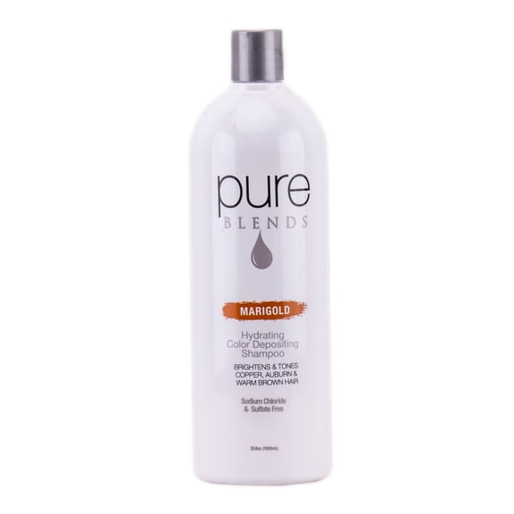 Pure Blends Marigold Hydrating Color Depositing Shampoo Brighten & Tone Color Faded Hair Semi Permanent Hair Dye Prevents Color Fade Extend Color Service on Color Treated Hair 33.8 Oz