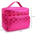 thumbnail image 2 of Travel Makeup Organizer, Foldable Stripe Rhombic Makeup Bag Storage Bag, Large Capacity, Waterproof Travel Cosmetic Case Box, Portable Train Cases for Cosmetics Brushes, Toiletries, Gift for Women, 2 of 4