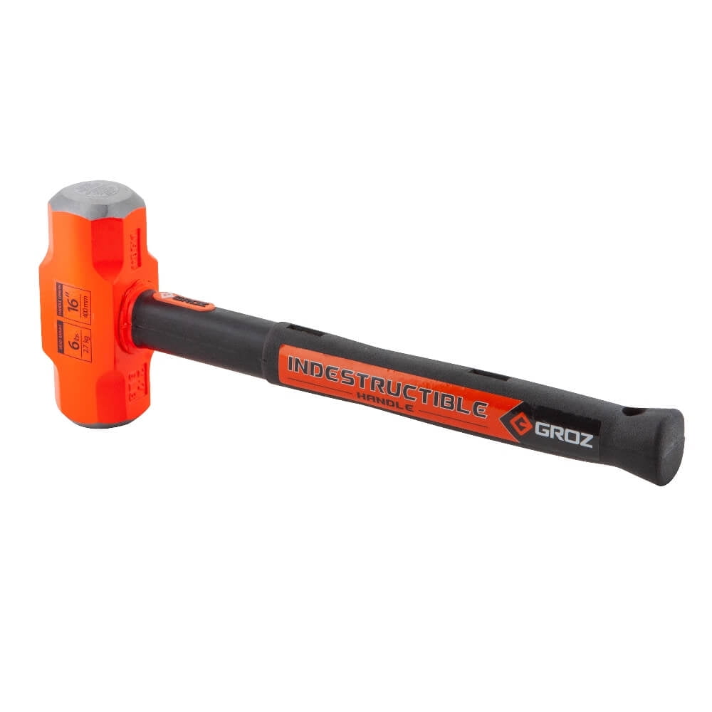 Groz 6 lb Sledge Hammer with 16" Indestructible Steel Handle