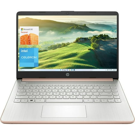 New HP 14" Laptop, Intel Celeron N4120,8GB RAM, 64GB eMMC, Long Battery Life,Rose Gold