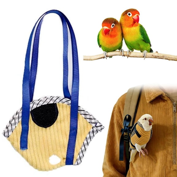 Portable Bird Carrier Bag with Harness Leash Set, Escape Resistant Parrot Travel Cage for Small Medium Birds, Adjustable Anti-Bite Walking Vest for Conure Cockatiel - Yellow
