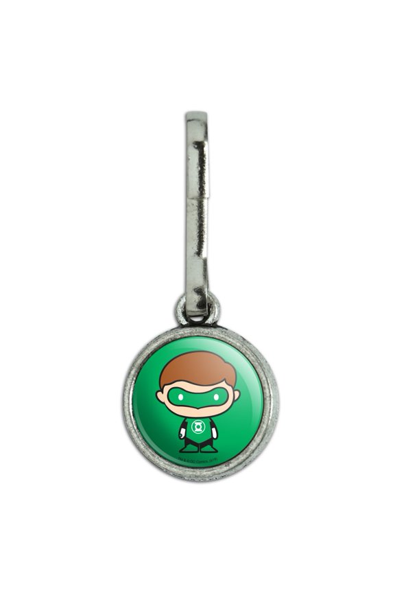 Green Lantern Cute Chibi Character Antiqued Charm Clothes Purse Suitcase Backpack Zipper Pull Aid
