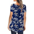 thumbnail image 3 of Gvmfive Women Summer Floral Print Short Sleeve Tunic Tops Button Down Loose Blouse T-shirt, 3 of 5