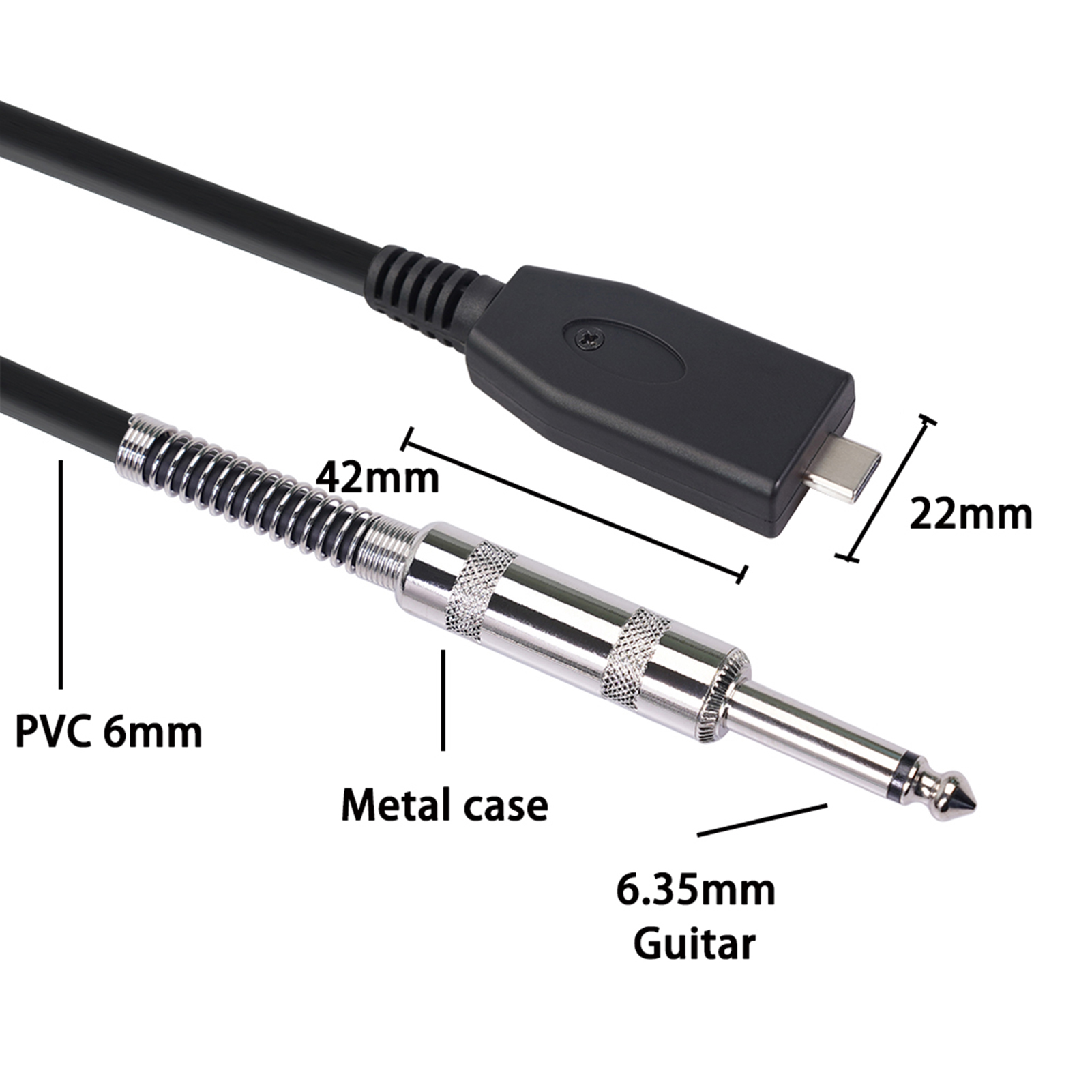 Naierhg Plug and Play Guitar Audio Recording Cable TypeC Male to 6