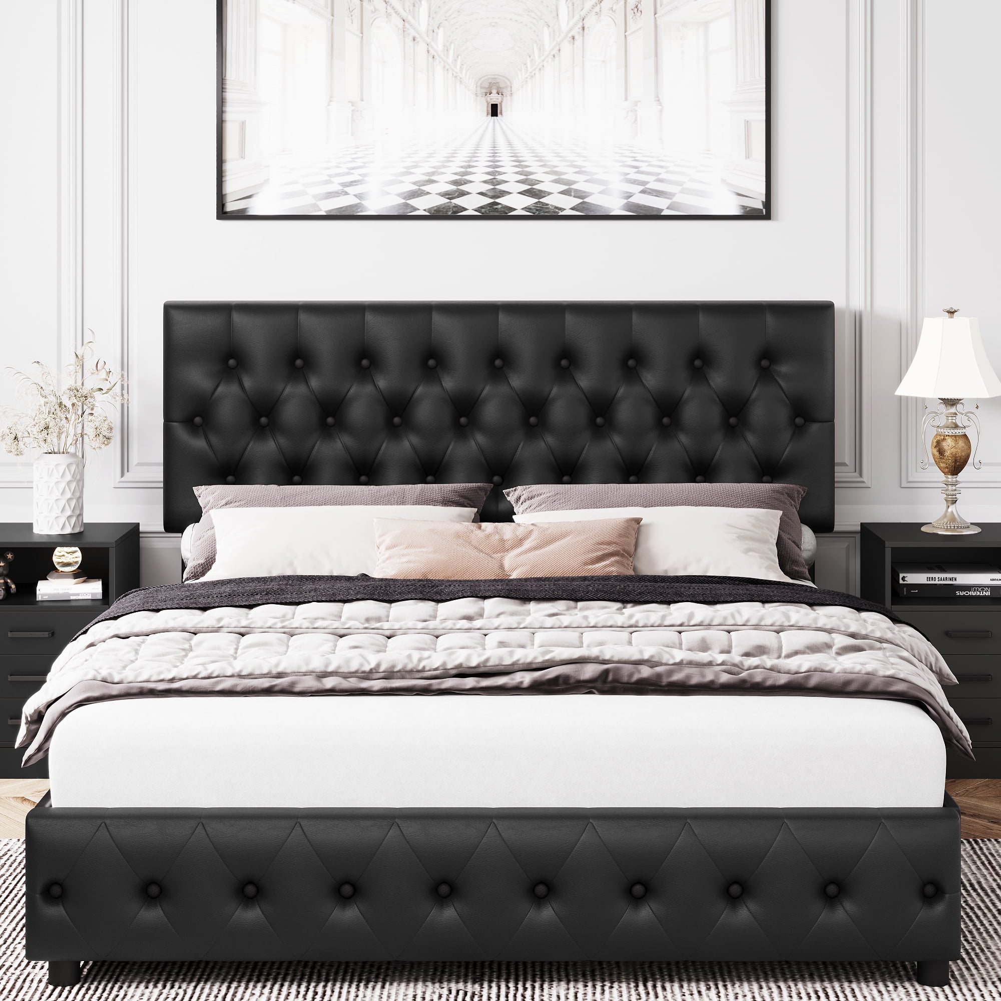 Black storage headboard deals