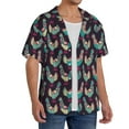 thumbnail image 3 of Salouo Bohemian Chicken Pattern Cuban Collar Shirts for Men Button-Down Shirt Men's Short Sleeve Shirts Hawaiian Shirts Casual Shirts -X-Large, 3 of 6