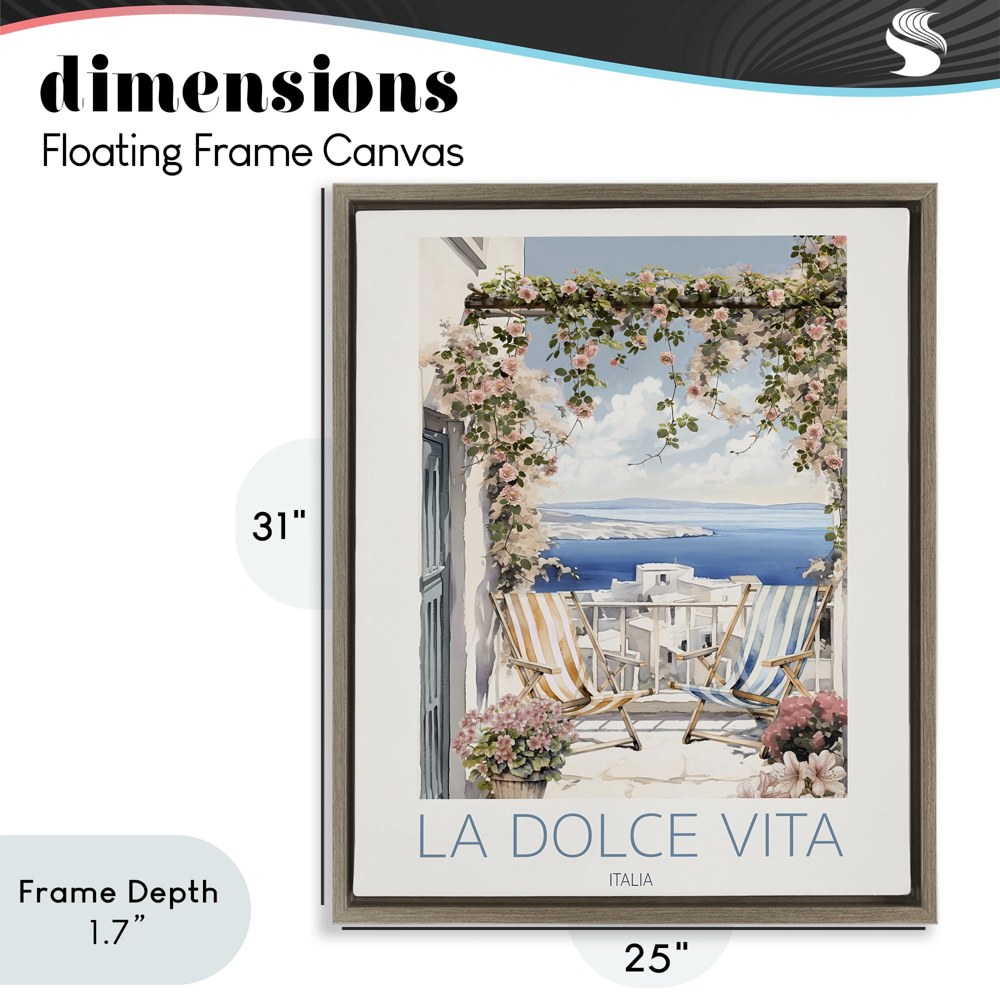 Stupell Industries Coastal Italian Balcony View Brown Framed Floater Canvas Wall Art, design by CAD Designs