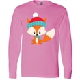 thumbnail image 3 of Inktastic Cute Fox, Fox With Hat And Scarf, Orange Fox Long Sleeve T-Shirt, 3 of 5