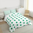 thumbnail image 3 of Manfei Kawaii Dot Pattern King Size Comforter Sets,Wave Point Bedding Comforter Set,Kids White Green Bedding Set,Super Cozy Room Decor Reversible,3-Piece, 3 of 8