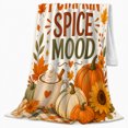 thumbnail image 2 of Pumpkin Spice Mood Illustration Autumn Maple Leaf, Cozy Friendship Quote Scene, Warm Flannel Blanket for Living Room and Reading Nook, Art Lovers Thanksgiving Gift, Artistic Home Decor, 2 of 9
