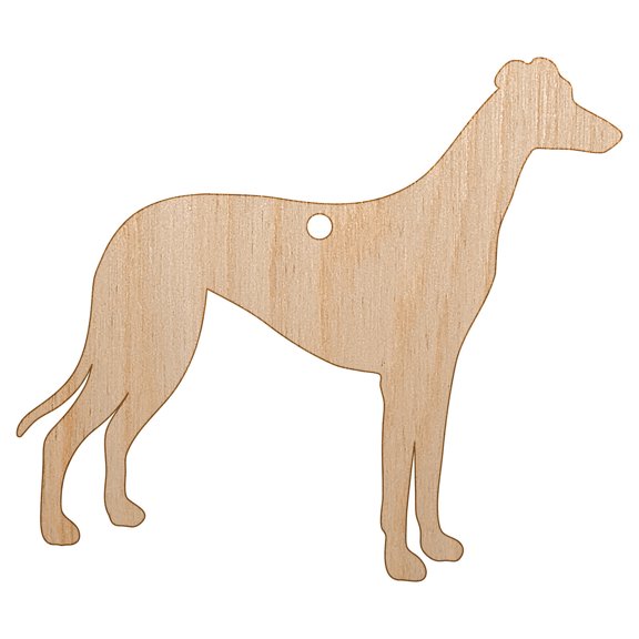 Greyhound Dog Solid Wood Holiday Christmas Tree Ornament Unfinished DIY Pre-Drilled Craft