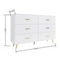 thumbnail image 7 of Jopath 6-Drawers Dresser for Bedroom,Modern High Glossy Surface Chest of Drawer with Golden Steel Legs,Wood Storage Organizer for Living Room,White02, 7 of 7