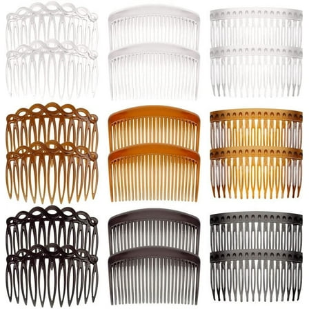 18 Pieces French Side Combs, Plastic Side Hair Twist Decorative Comb with Teeth, Hair Combs Slides Hair Clips Accessories for Women Bridal Wedding Veil Girls Thick and Fine Hair