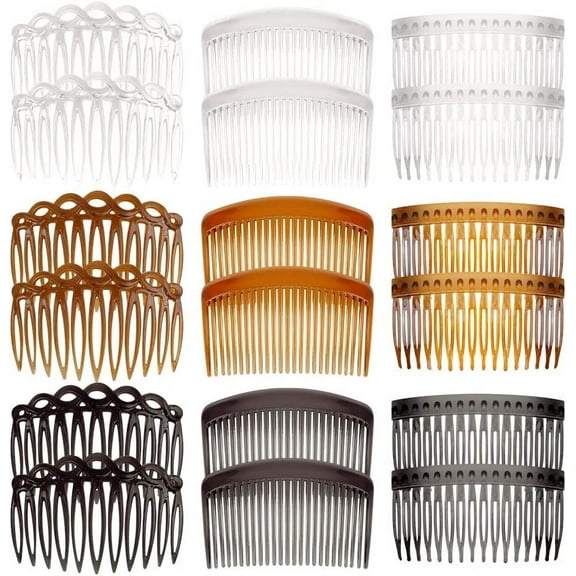 18 Pieces French Side Combs, Plastic Side Hair Twist Decorative Comb with Teeth, Hair Combs Slides Hair Clips Accessories for Women Bridal Wedding Veil Girls Thick and Fine Hair