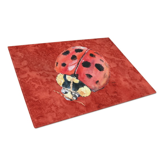 Lady Bug on Deep Red Glass Cutting Board Large