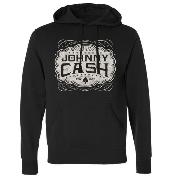 Johnny Cash unisex adult Emblem Hoodie Hooded Sweatshirt, Heather Charcoal, X-Large US